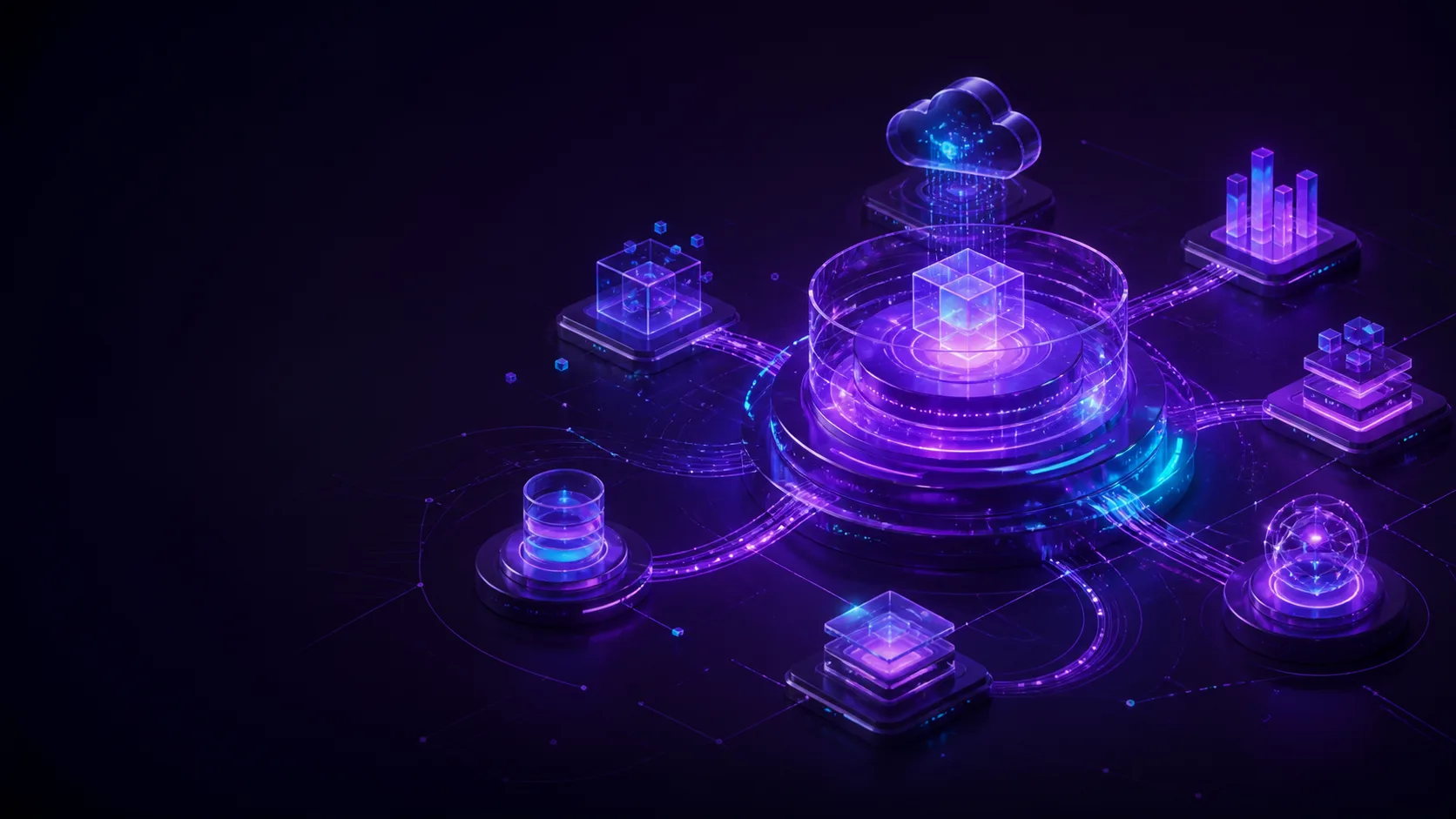 Abstract digital ecosystem connecting intelligent software systems